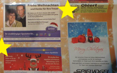 Persönliche Glückwünsche für die Feiertage in der Zeitung