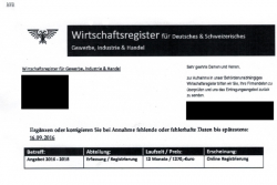 Vorsicht Abzocke: Das Wirtschaftsregister für Deutsches & Schweizerisches Gewwerbe, Industrie & Handelversucht Sie zu einem Eintrag in ihrem Online-Register zu verleiten. 